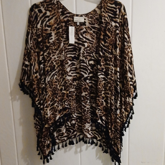 Bobbie Brooks Tops - Bobbie Brooks Leopard Print Tunic with Black Fringe